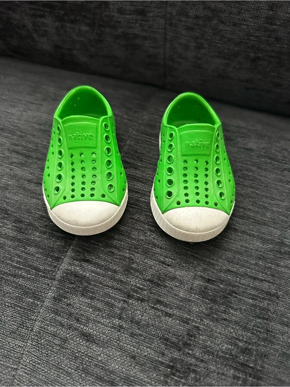 Native Kids Slip-On Water Shoes in Bright Green with White Toe